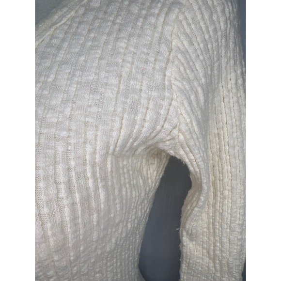 FULL TILT Ribbed Henley Long Sleeve Top Cream Textured Button Up Casual Size L - Picture 2 of 7